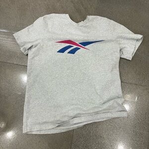 Reebok Light Gray Tee with Red and Blue Design